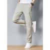 Maiyifu-GJ Men Slim Stretch Casual Pant Solid Color Skinny Comfort Suit Pant Lightweight Wrinkle Resistant Business Trousers (Khaki,35) view 4