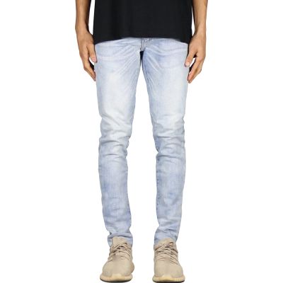 JEsilunmaMY Men's Stretch Slim Pencil Jeans Mid Waist Distressed Skinny Denim Trousers Casual Straight Jean Pants with Pocket (Light Blue,34)