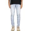 JEsilunmaMY Men's Stretch Slim Pencil Jeans Mid Waist Distressed Skinny Denim Trousers Casual Straight Jean Pants with Pocket (Light Blue,34)