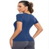 MathCat Seamless Workout Tops for Women, Short Sleeve Compression Athletic Shirts Soft Yoga Gym Tops Navy view 3