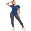 MathCat Seamless Workout Tops for Women, Short Sleeve Compression Athletic Shirts Soft Yoga Gym Tops Navy view 4