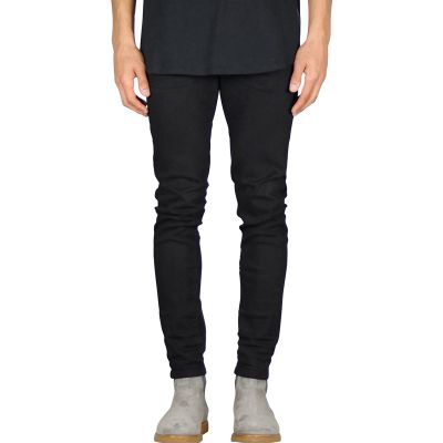 JEsilunmaMY Men's Stretch Slim Pencil Jeans Mid Waist Distressed Skinny Denim Trousers Casual Straight Jean Pants with Pocket (Black,34)