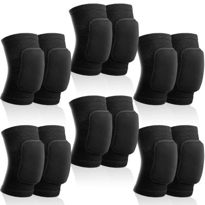 Yunsailing 6 Pairs Volleyball Knee Pads for Women Men, Soft Breathable Volleyball Tactical Knee Pads Workout Protector for Basketball Football Hockey Dance Running(L Size,Black)