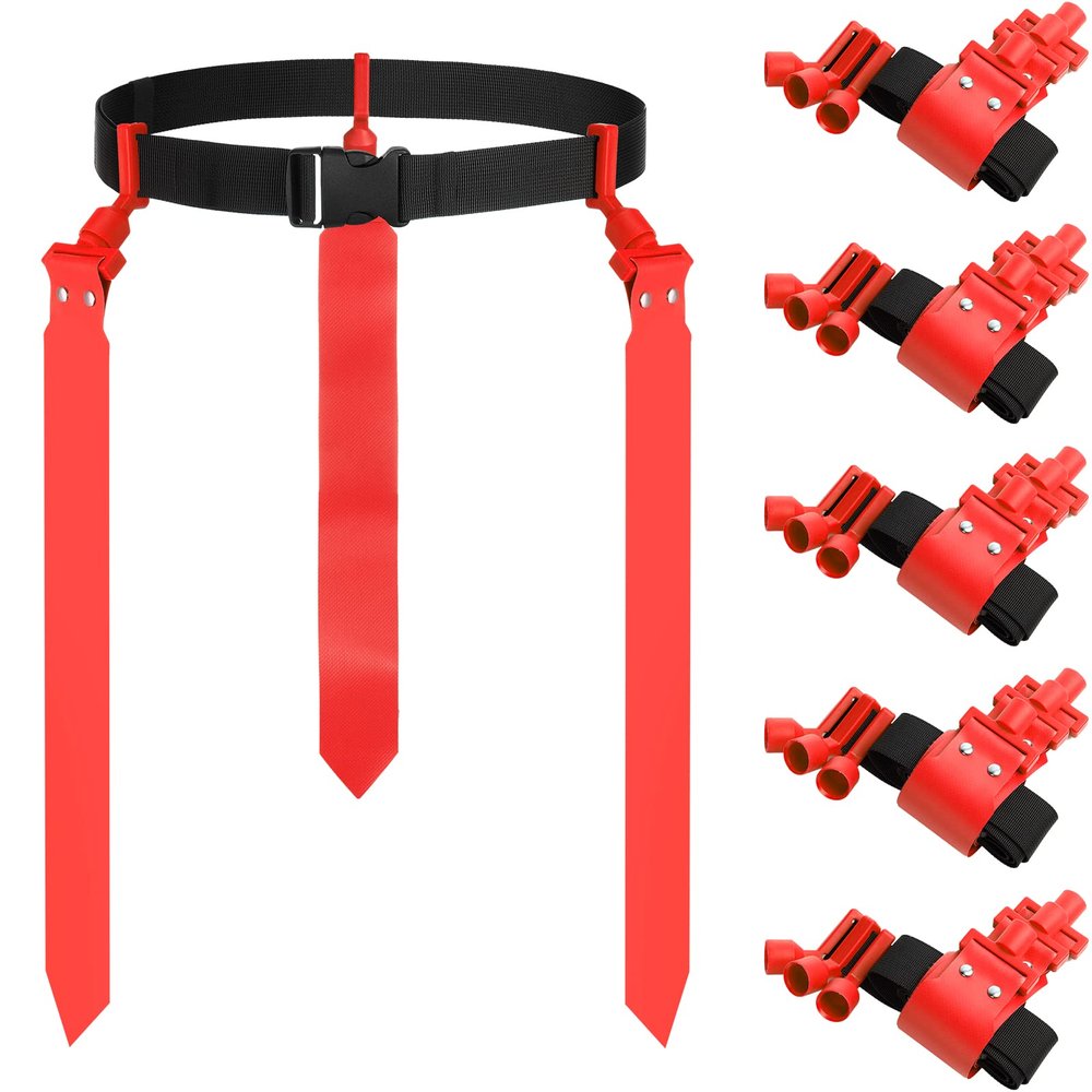 Junkin 6 6/8/10 Players Flag Football Sets Adjustable Football Belts and Flags for Youths Teens Kids Adults Players Sports Team (Red)