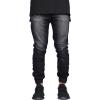 JEsilunmaMY Casual Pencil Jeans for Men Mid Waist Skinny Jogger Denim Pants Slim Fit Distressed Washed Straight Leg Trousers (Black,33) view 1