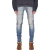 JEsilunmaMY Men's Slim Ripped Denim Pants Fashion Mid Waist Distressed Skinny Pencil Jeans Casual Stretch Destroyed Trousers (Light Blue,28) view 1
