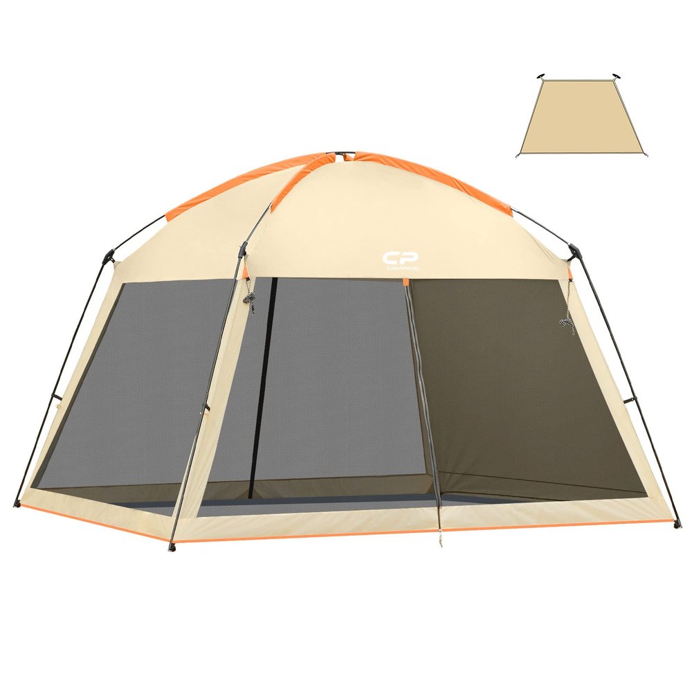 CAMPROS CP Screen House Room with 1 Pc Removal Wind/Sun Panel Canopy Tent Camping Tent Screen Shelter Gazebos for Patios Outdoor Camping Activities, 12'X12'X92in(H) - Beige