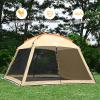 CAMPROS CP Screen House Room with 1 Pc Removal Wind/Sun Panel Canopy Tent Camping Tent Screen Shelter Gazebos for Patios Outdoor Camping Activities, 12'X12'X92in(H) - Beige view 3
