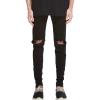 Men's Knee Hole Denim Pants Mid Waist Distressed Skinny Casual Pencil Jeans Vintage Slim Fit Ripped Jean Trousers (Black,32) view 1