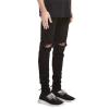 Men's Knee Hole Denim Pants Mid Waist Distressed Skinny Casual Pencil Jeans Vintage Slim Fit Ripped Jean Trousers (Black,32) view 2