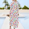 Cute Dinosaur Women Shirt Dress Button Up Maxi Dresses Long Sleeve Casual view 2