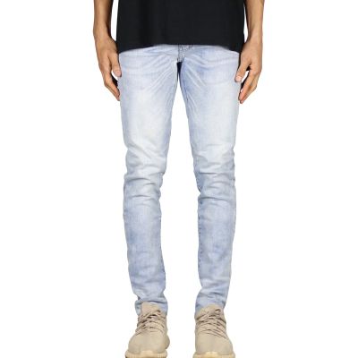 JEsilunmaMY Slim Fit Denim Pants for Men Mid Waist Distressed Stretch Skinny Pencil Jeans Washed Boyfriend Jean Trousers (Light Blue,34)