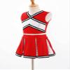 JEATHA Kids Girls Cheer Leader Costume Cheerleading Uniform Outfits Sleeveless Crop Top with Mini Skirt Set Red 14 Years view 3