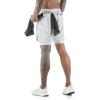 Bestgift Men's Jogging Shorts Sports Casual Outdoor Solid Color Double-Layer Breathable Fitness Pants Tibetan Blue M view 2