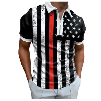 Dressnu Striped Summer t-Shirt Polo Lapel Summer Casual Short Picture Color 5 M