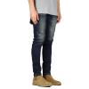 JEsilunmaMY Men's Stretch Slim Pencil Jeans Mid Waist Distressed Skinny Denim Trousers Casual Straight Jean Pants with Pocket (Dark Blue,33) view 2