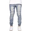 JEsilunmaMY Casual Pencil Jeans for Men Mid Waist Skinny Jogger Denim Pants Slim Fit Distressed Washed Straight Leg Trousers (Light Blue,38) view 1