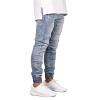 JEsilunmaMY Casual Pencil Jeans for Men Mid Waist Skinny Jogger Denim Pants Slim Fit Distressed Washed Straight Leg Trousers (Light Blue,38) view 2