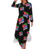 Eritrean Flag Women Shirt Dress Button Up Maxi Dresses Long Sleeve Casual view 1