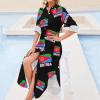 Eritrean Flag Women Shirt Dress Button Up Maxi Dresses Long Sleeve Casual view 4