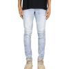 JEsilunmaMY Slim Fit Denim Pants for Men Mid Waist Distressed Stretch Skinny Pencil Jeans Washed Boyfriend Jean Trousers (Light Blue,38) view 1