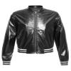 JEATHA Kids Boys Girls Shiny Metallic Bomber Jacket Motorcycle Baseball Windbreaker Long Sleeve Zip Up Coat Black 10 Years view 1