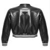 JEATHA Kids Boys Girls Shiny Metallic Bomber Jacket Motorcycle Baseball Windbreaker Long Sleeve Zip Up Coat Black 10 Years view 2