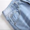 JEsilunmaMY Men's Washed Straight Leg Jeans Mid Waist Distressed Stretch Skinny Denim Pants Destroyed Ripped Biker Trousers (Light Blue,34) view 3