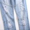 JEsilunmaMY Men's Washed Straight Leg Jeans Mid Waist Distressed Stretch Skinny Denim Pants Destroyed Ripped Biker Trousers (Light Blue,34) view 4