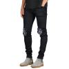 JEsilunmaMY Men's Rivet Ripped Jean Pants Mid Waist Distressed Washed Denim Trousers Casual Hip Hop Boyfriend Pencil Jeans (Black,36) view 2