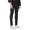 JEsilunmaMY Mens Ripped Denim Pants Mid Waist Slim Fit Stretch Skinny Pencil Jeans Distressed Destroyed Casual Jean Trousers (Black,31) view 2