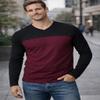 DDecrum Long Sleeve T Shirt Men - Breathable Mens V Neck T Shirts [40105065] | LGS Maroon, XL view 2