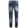 JEsilunmaMY Men's Fashion Biker Jeans Mid Waist Pleated Frayed Ripped Denim Pants Slim Fit Stretch Skinny Straight Leg Jeans (Blue,31) view 2