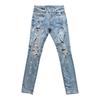 JEsilunmaMY Men's Stretch Ripped Denim Pants Mid Waist Knee Hole Skinny Pencil Jeans Slim Fit Washed Distressed Jean Trousers (Light Blue,31) view 1