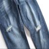 JEsilunmaMY Men's Stretch Straight Leg Jeans Mid Waist Distressed Ripped Skinny Jean Trousers Slim Fit Washed Denim Pants (Dark Blue,31) view 4