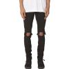 JEsilunmaMY Men's Knee Hole Skinny Jeans Mid Waist Slim Fit Stretch Ripped Denim Pants Distressed Destroyed Pencil Trousers (Black,32) view 1