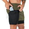 Dressnu Men's Double-Layer Breathable Jogging Shorts Sports Casual Outdoor Solid Color Fitness Pants Army Green 2XL view 1