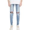 JEsilunmaMY Casual Denim Pants for Men Knee Hole Slim Fit Stretch Ripped Skinny Jeans Washed Distressed Destroyed Trousers (Light Blue,36) view 1