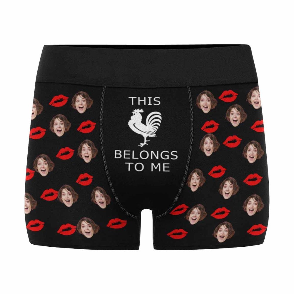 Artsadd Custom Face Boxers Briefs for Men Personalized Sexy Lips Underwear Valentine's Day Best Gifts for Husband Boyfriend