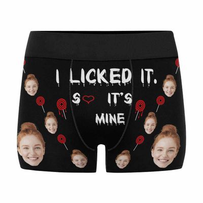 Artsadd Custom Face Boxers Briefs for Men Personalized I Licked It Underwear Valentine's Day Best Gifts for Husband Boyfriend
