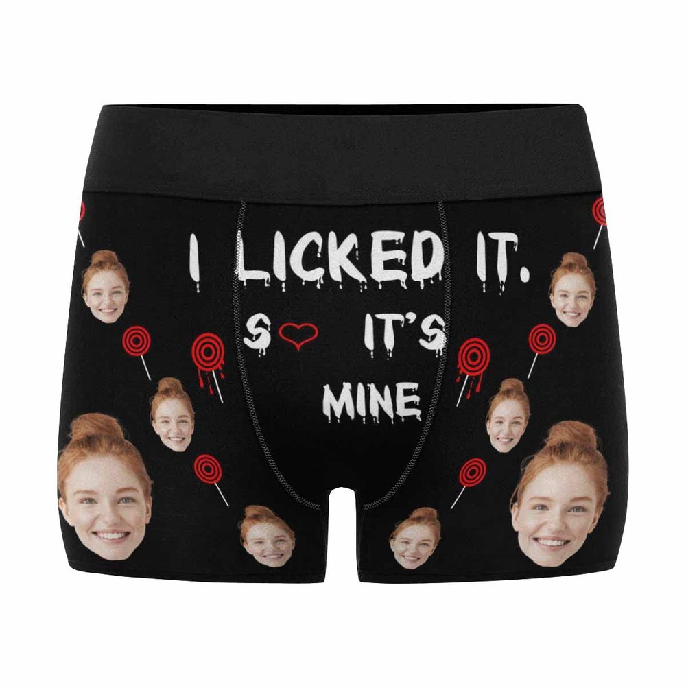 Artsadd Custom Face Boxers Briefs for Men Personalized I Licked It Underwear Valentine's Day Best Gifts for Husband Boyfriend