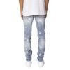 JEsilunmaMY Men's Knee Hole Skinny Jeans Mid Waist Slim Fit Stretch Ripped Denim Pants Distressed Destroyed Pencil Trousers (Light Blue1,34) view 3
