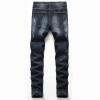 JEsilunmaMY Men's Slim Straight Leg Jeans Mid Waist Destroyed Ripped Skinny Jean Trousers Washed Distressed Fall Denim Pants (Black,34) view 2