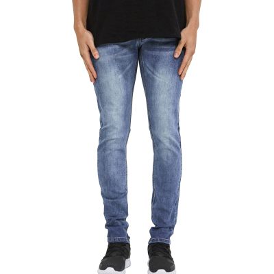 JEsilunmaMY Men's Distressed Pencil Jeans Mid Waist Slim Fit Stretch Skinny Denim Trousers Casual Cotton Boyfriend Jean Pants (Light Blue,36)