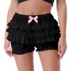 Aislor Women's Lolita Bloomers Ruffle Pumpkin Pants Lace Trim Layered Shorts Pettipants Black Large view 1