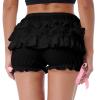 Aislor Women's Lolita Bloomers Ruffle Pumpkin Pants Lace Trim Layered Shorts Pettipants Black Large view 2