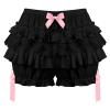 Aislor Women's Lolita Bloomers Ruffle Pumpkin Pants Lace Trim Layered Shorts Pettipants Black Large view 3