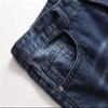 JEsilunmaMY Men's Fashion Biker Jeans Mid Waist Pleated Frayed Ripped Denim Pants Slim Fit Stretch Skinny Straight Leg Jeans (Blue,32) view 3
