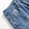 JEsilunmaMY Men's Stretch Straight Leg Jeans Mid Waist Distressed Loose Denim Pants Slim Fit Ripped Skinny Jean Trousers (Blue,28) view 3