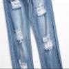 JEsilunmaMY Men's Stretch Straight Leg Jeans Mid Waist Distressed Loose Denim Pants Slim Fit Ripped Skinny Jean Trousers (Blue,28) view 4